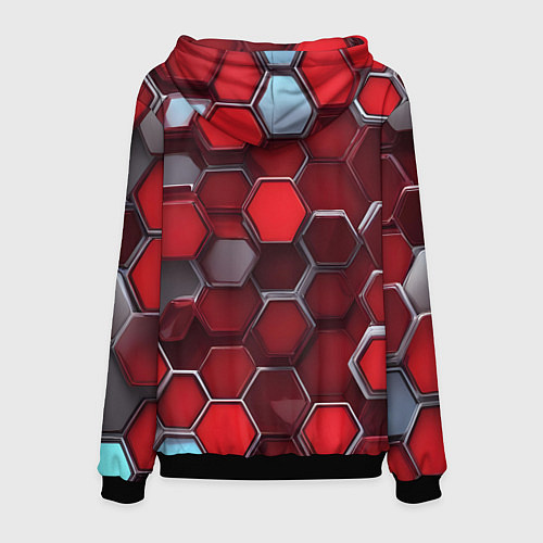 Мужская толстовка Cyber hexagon red / 3D-Черный – фото 2