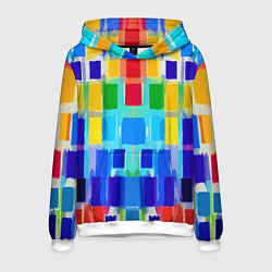 Толстовка-худи мужская Colorful strips - pop art - vogue, цвет: 3D-белый