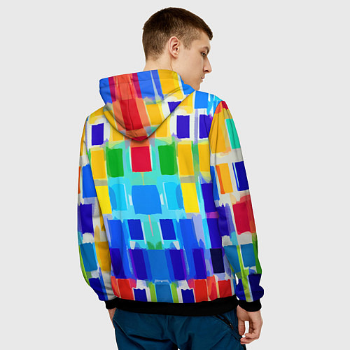 Мужская толстовка Colorful strips - pop art - vogue / 3D-Черный – фото 4