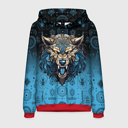 Толстовка-худи мужская Скандинавский волк Фенрир, цвет: 3D-красный