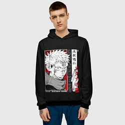 Толстовка-худи мужская Итадори юджи - Магическая битва, цвет: 3D-черный — фото 2