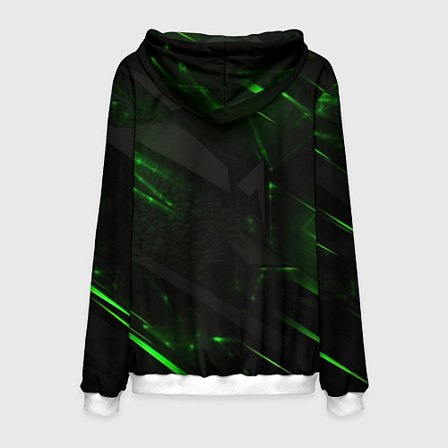 Мужская толстовка Dark black green abstract / 3D-Белый – фото 2