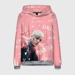 Толстовка-худи мужская Lil Peep тату розовый, цвет: 3D-меланж