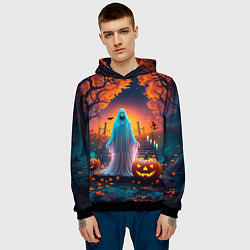 Толстовка-худи мужская Привидение в хэллоуинскую ночь, цвет: 3D-черный — фото 2