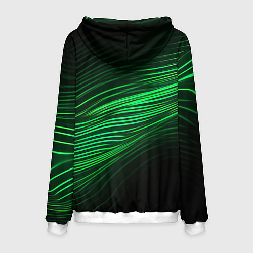 Мужская толстовка Green neon lines / 3D-Белый – фото 2