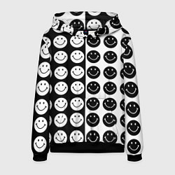 Толстовка-худи мужская Smiley black and white, цвет: 3D-черный