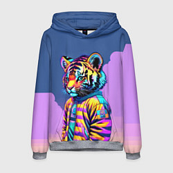 Толстовка-худи мужская Cool tiger cub - pop art, цвет: 3D-меланж