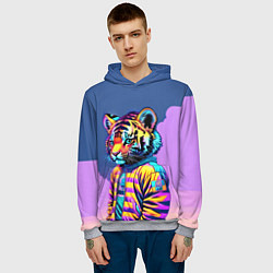 Толстовка-худи мужская Cool tiger cub - pop art, цвет: 3D-меланж — фото 2