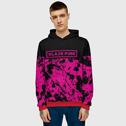 Толстовка-худи мужская Black pink - emblem - pattern - music, цвет: 3D-красный — фото 2