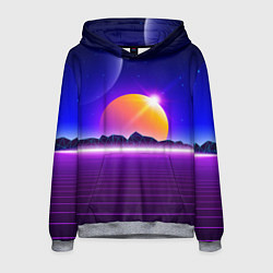 Мужская толстовка Mountains - sun - space - vaporwave
