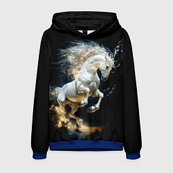 Толстовка-худи мужская Конь Белая молния, цвет: 3D-синий