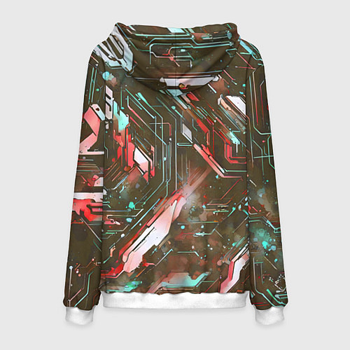 Мужская толстовка Космические кибер схемы Красные / 3D-Белый – фото 2