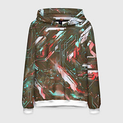 Толстовка-худи мужская Космические кибер схемы Красные, цвет: 3D-белый