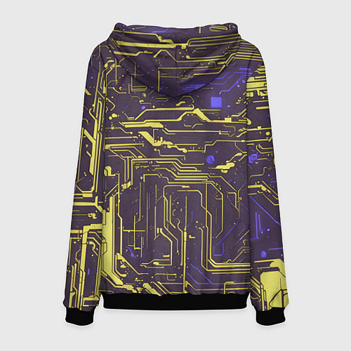 Мужская толстовка Кибер схемы Жёлтый и фиолетовый / 3D-Черный – фото 2