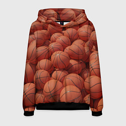 Толстовка-худи мужская Узор с баскетбольными мячами, цвет: 3D-черный