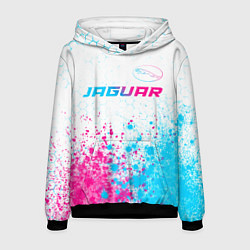 Толстовка-худи мужская Jaguar neon gradient style: символ сверху, цвет: 3D-черный