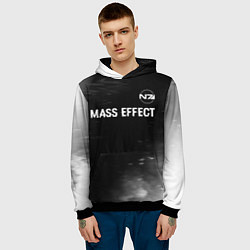 Толстовка-худи мужская Mass Effect glitch на темном фоне: символ сверху, цвет: 3D-черный — фото 2