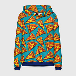 Мужская толстовка Кусочки пиццы на синем фоне