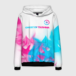 Мужская толстовка Ghost of Tsushima neon gradient style: символ свер