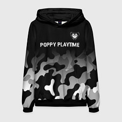 Толстовка-худи мужская Poppy Playtime glitch на темном фоне: символ сверх, цвет: 3D-черный