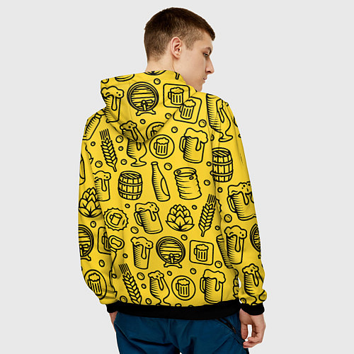 Мужская толстовка Пиво и аксессуары - жёлтый / 3D-Черный – фото 4