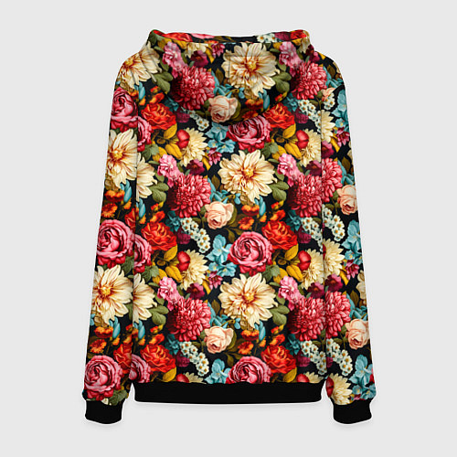 Мужская толстовка Узор из роз и разных цветов / 3D-Черный – фото 2