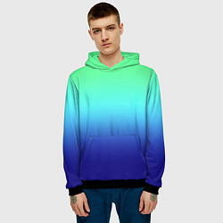Толстовка-худи мужская Градиент зелёно-синий, цвет: 3D-черный — фото 2