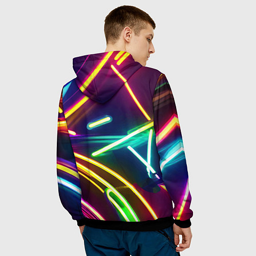 Мужская толстовка Cool girl - cyberpunk - neon glow / 3D-Черный – фото 4