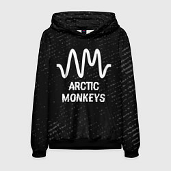 Толстовка-худи мужская Arctic Monkeys glitch на темном фоне, цвет: 3D-черный