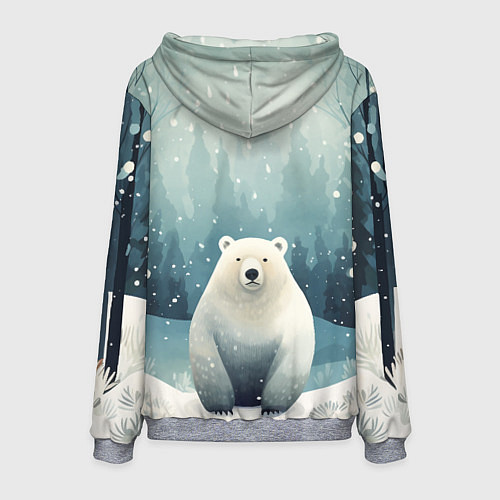 Мужская толстовка Мишка в зимнем лесу в стиле фолк-арт / 3D-Меланж – фото 2