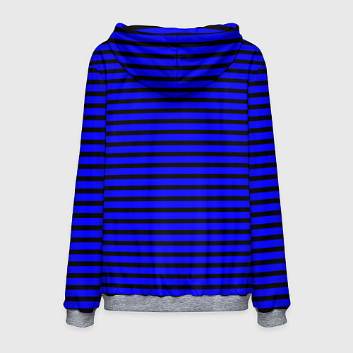 Мужская толстовка Ультрамариновый в чёрную полоску / 3D-Меланж – фото 2