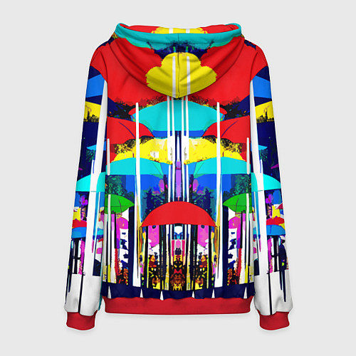 Мужская толстовка Mirror pattern of umbrellas - pop art / 3D-Красный – фото 2