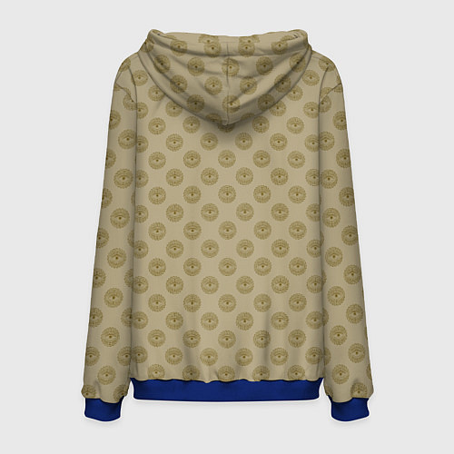 Мужская толстовка Паттерн глаз с растительным орнаментом на бежевом / 3D-Синий – фото 2