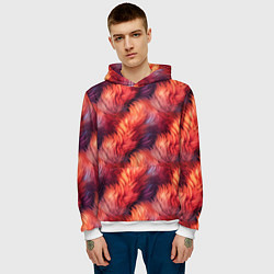 Толстовка-худи мужская Красный мех паттерн, цвет: 3D-белый — фото 2