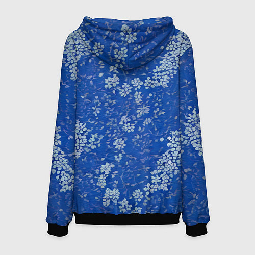 Мужская толстовка Белые лепестки на синем фоне / 3D-Черный – фото 2