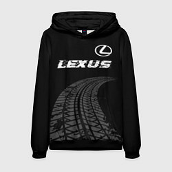 Мужская толстовка Lexus speed на темном фоне со следами шин: символ