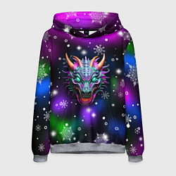 Толстовка-худи мужская Неновый дракон, цвет: 3D-меланж