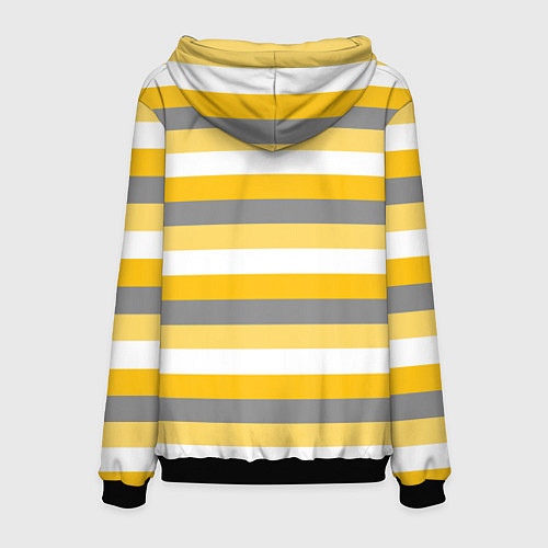 Мужская толстовка Полосатый серо-жёлтый / 3D-Черный – фото 2