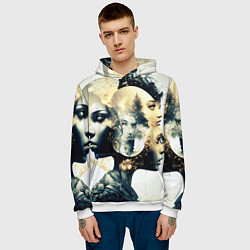 Толстовка-худи мужская Игра разума в стиле абстрактный экспрессионизм, цвет: 3D-белый — фото 2