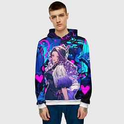 Толстовка-худи мужская Шинобу Кочо и граффити, цвет: 3D-белый — фото 2