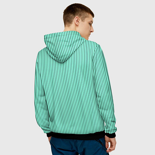 Мужская толстовка Мятный полосатый / 3D-Черный – фото 4