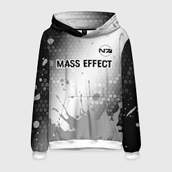 Толстовка-худи мужская Mass Effect glitch на светлом фоне посередине, цвет: 3D-белый