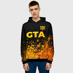 Толстовка-худи мужская GTA - gold gradient посередине, цвет: 3D-черный — фото 2