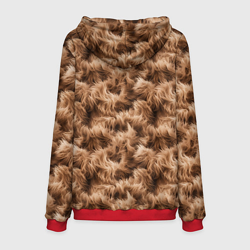 Мужская толстовка Меховой паттерн коричневый / 3D-Красный – фото 2