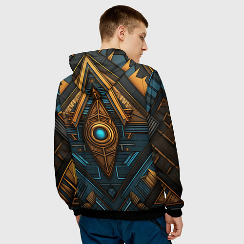 Мужская толстовка Орнамент с ромбами в египетском стиле / 3D-Черный – фото 4