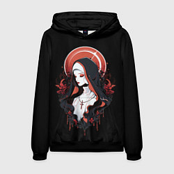 Толстовка-худи мужская Монашка от нейросети, цвет: 3D-черный