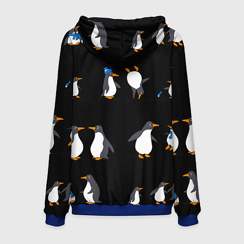 Мужская толстовка Веселая семья пингвинов / 3D-Синий – фото 2