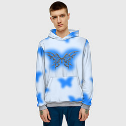 Толстовка-худи мужская Y2K blue butterfly, цвет: 3D-меланж — фото 2