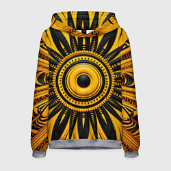 Толстовка-худи мужская Желто-черный узор в африканском стиле, цвет: 3D-меланж