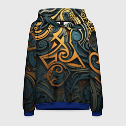 Толстовка-худи мужская Абстрактный узор в викингском стиле, цвет: 3D-синий